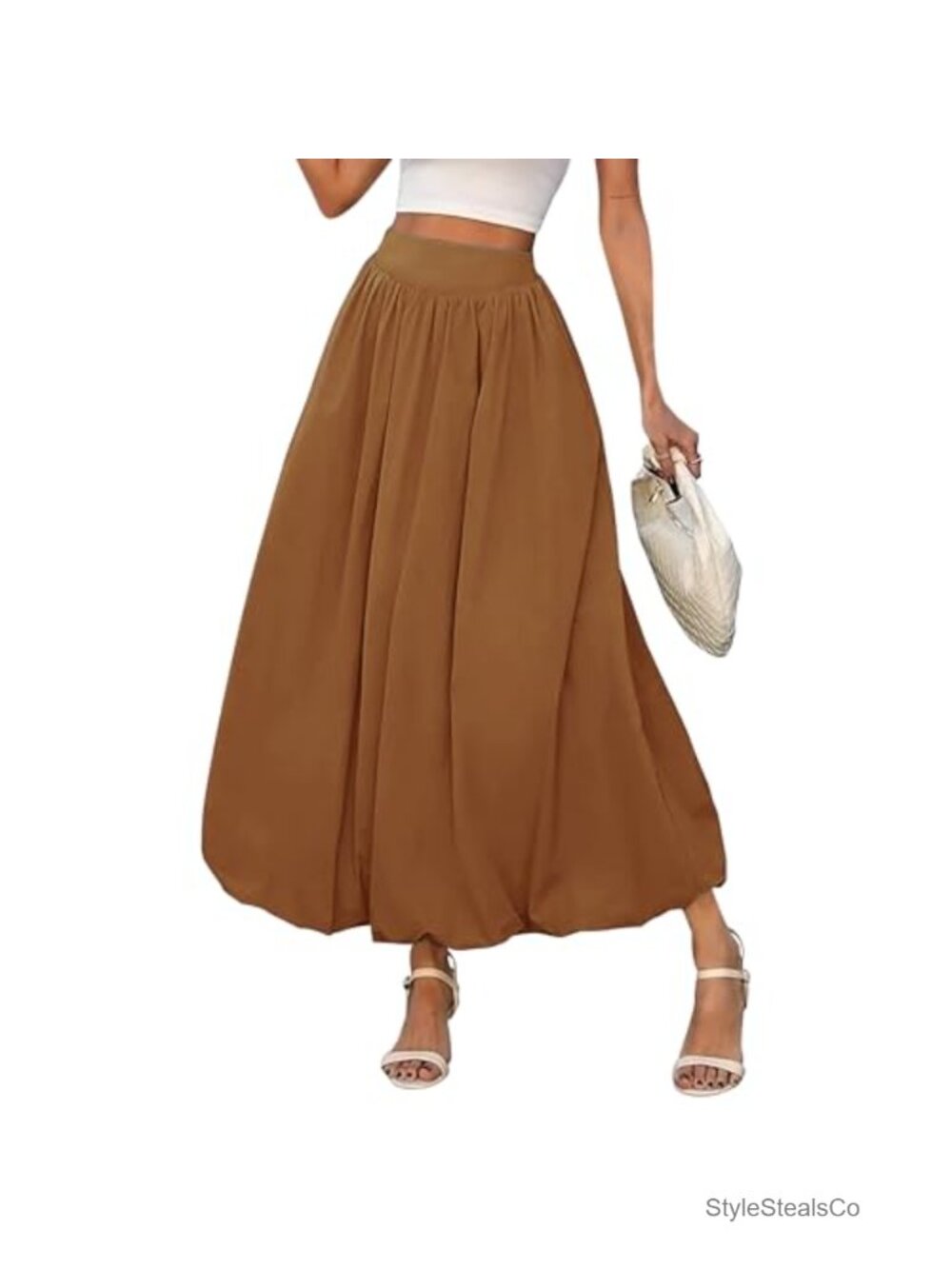 Women Y2K Bubble Maxi Skirt Low Waist A Line Ruffle Pleated Long Skirt